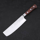 Nakiri VG-10 Mirror Tsuchime Damascus Mahogany Handle 165mm (6.5”)-[Musashi]-[Japanese-Kitchen-Knives]
