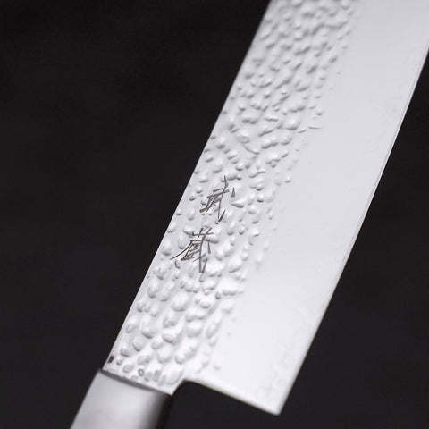 Nakiri VG-10 Mirror Tsuchime Damascus Mahogany Handle 165mm (6.5”)-[Musashi]-[Japanese-Kitchen-Knives]