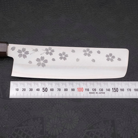 Nakiri VG-10 Polished Sakura Ebony Handle 165mm (6.5”)-[Musashi]-[Japanese-Kitchen-Knives]