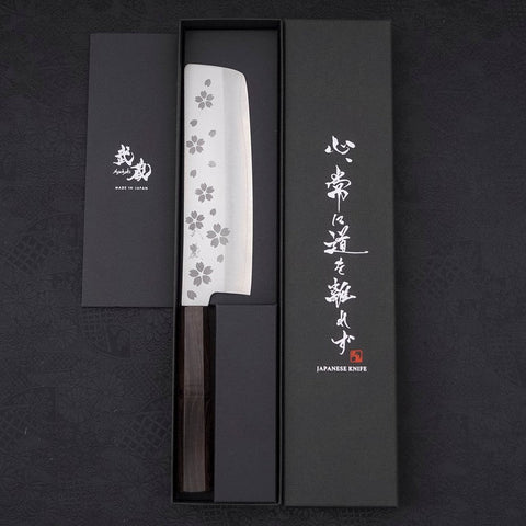 Nakiri VG-10 Polished Sakura Ebony Handle 165mm (6.5”)-[Musashi]-[Japanese-Kitchen-Knives]