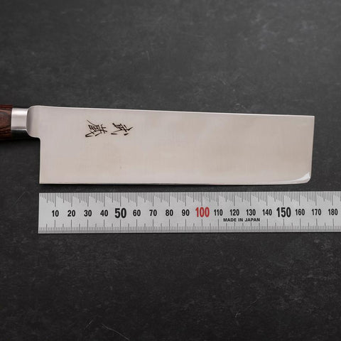 Nakiri VG-10 Polished Western Mahogany Handle 170mm (6.7”)-[Musashi]-[Japanese-Kitchen-Knives]