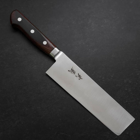 Nakiri VG-10 Polished Western Mahogany Handle 170mm (6.7”)-[Musashi]-[Japanese-Kitchen-Knives]