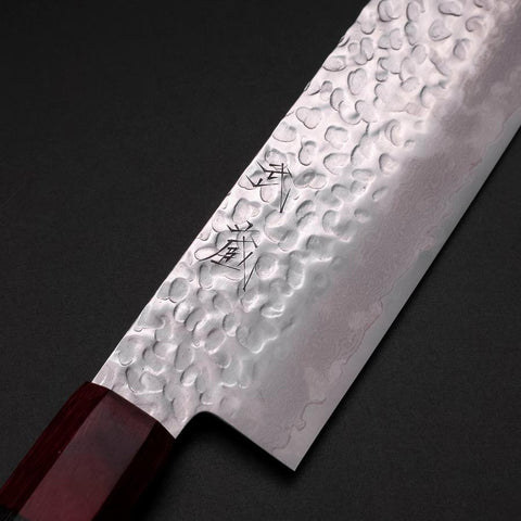 Nakiri VG-10 Tsuchime Damascus Cherry Grey Handle 165mm (6.5”)-[Musashi]-[Japanese-Kitchen-Knives]