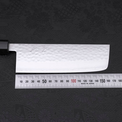 Nakiri VG-10 Tsuchime Damascus Walnut Handle 165mm (6.5”)-[Musashi]-[Japanese-Kitchen-Knives]