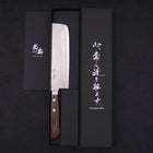 Nakiri VG-10 Tsuchime Damascus Western Brown Handle 165mm (6.5”)-[Musashi]-[Japanese-Kitchen-Knives]