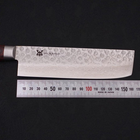 Nakiri VG-10 Tsuchime Damascus Western Handle 165mm (6.5”)-[Musashi]-[Japanese-Kitchen-Knives]
