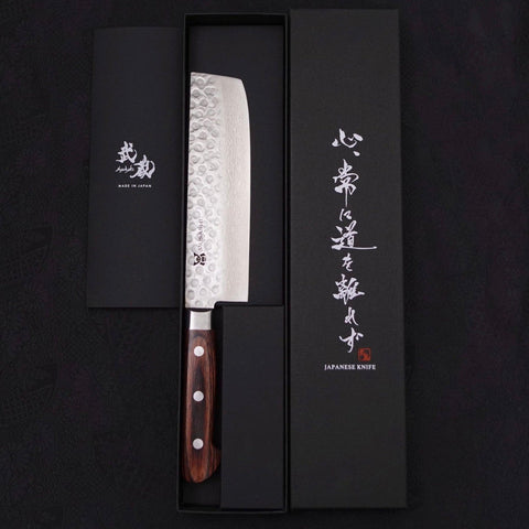 Nakiri VG-10 Tsuchime Damascus Western Handle 165mm (6.5”)-[Musashi]-[Japanese-Kitchen-Knives]
