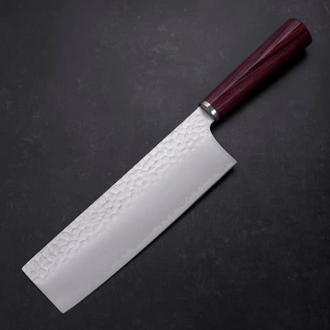 Nakiri VG-10 Tsuchime Oval Red Handle 180mm (7”)-[Musashi]-[Japanese-Kitchen-Knives]