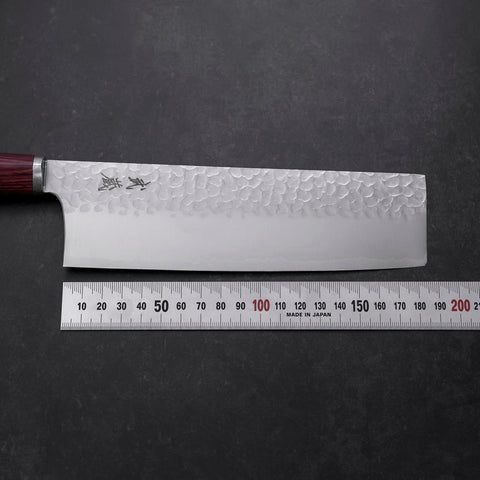 Nakiri VG-10 Tsuchime Oval Red Handle 180mm (7”)-[Musashi]-[Japanese-Kitchen-Knives]
