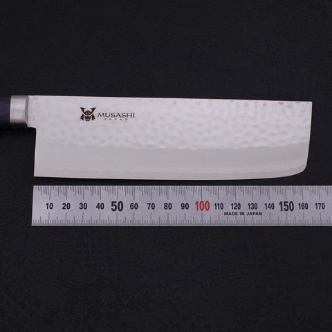 Nakiri VG-10 Tsuchime Western Dark Blue Handle 165mm (6.5”)-[Musashi]-[Japanese-Kitchen-Knives]