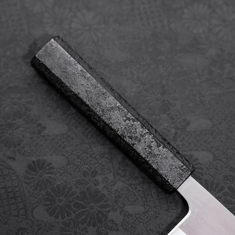 Nakiri White Steel #1 Polished Black Ishime Urushi Handle 165mm (6.5”)-[Musashi]-[Japanese-Kitchen-Knives]