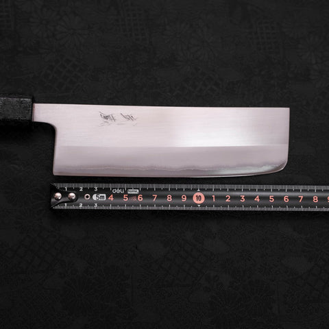 Nakiri White Steel #1 Polished Black Ishime Urushi Handle 165mm (6.5”)-[Musashi]-[Japanese-Kitchen-Knives]