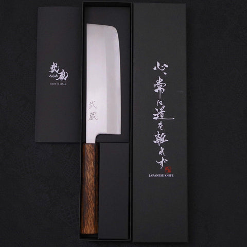 Nakiri White Steel #1 Polished Sumi Urushi Handle 165mm (6.5”)-[Musashi]-[Japanese-Kitchen-Knives]