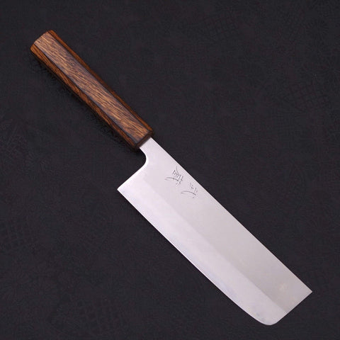 Nakiri White Steel #1 Polished Sumi Urushi Handle 165mm (6.5”)-[Musashi]-[Japanese-Kitchen-Knives]