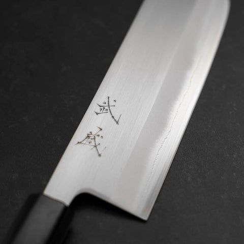 Nakiri White Steel #1 Stainless Clad Buffalo Magnolia Handle 165mm (6.5”)-[Musashi]-[Japanese-Kitchen-Knives]