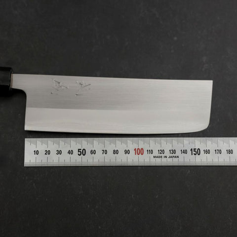 Nakiri White Steel #1 Stainless Clad Buffalo Magnolia Handle 165mm (6.5”)-[Musashi]-[Japanese-Kitchen-Knives]