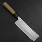Nakiri White Steel #1 Stainless Clad Buffalo Magnolia Handle 165mm (6.5”)-[Musashi]-[Japanese-Kitchen-Knives]