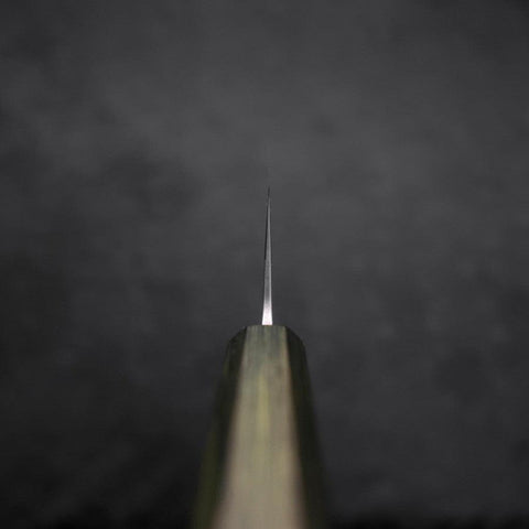 Nakiri White Steel #1 Stainless Clad Polished Green Urushi Handle 165mm (6.5”)-[Musashi]-[Japanese-Kitchen-Knives]