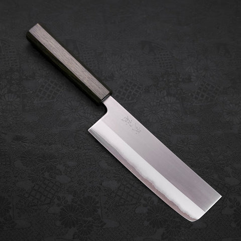Nakiri White Steel #1 Stainless Clad Polished Green Urushi Handle 165mm (6.5”)-[Musashi]-[Japanese-Kitchen-Knives]