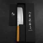Nakiri White Steel #1 Stainless Clad Polished Oak Handle 165mm (6.5”)-[Musashi]-[Japanese-Kitchen-Knives]