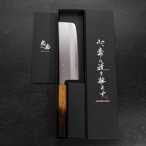 Nakiri White Steel #1 Stainless Clad Yaki Urushi Handle 165mm (6.5”)-[Musashi]-[Japanese-Kitchen-Knives]