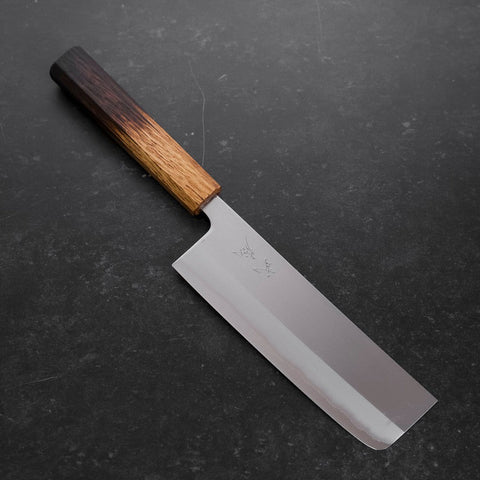 Nakiri White Steel #1 Stainless Clad Yaki Urushi Handle 165mm (6.5”)-[Musashi]-[Japanese-Kitchen-Knives]