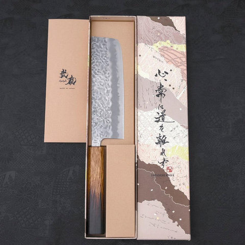 Nakiri White Steel #1 Tsuchime Yaki Urushi Handle 165mm (6.5”)-[Musashi]-[Japanese-Kitchen-Knives]