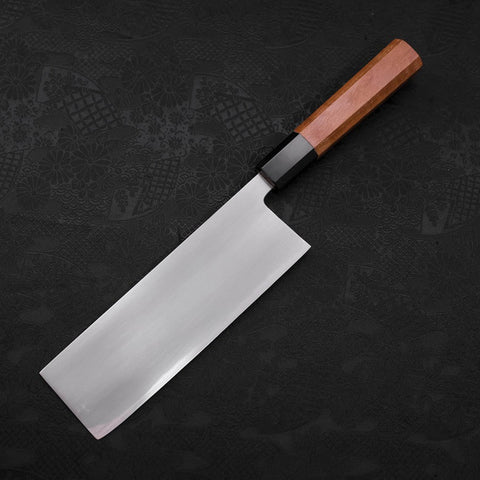 Nakiri White Steel #2 Kasumi Buffalo Teak Handle 165mm (6.5”)-[Musashi]-[Japanese-Kitchen-Knives]