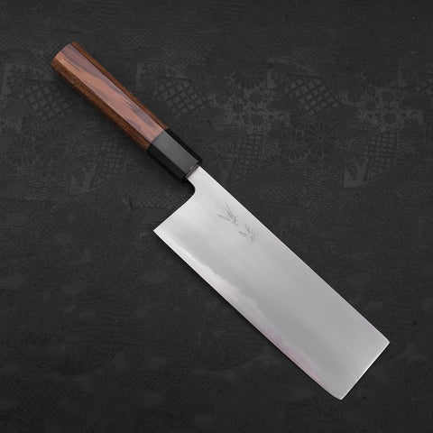 Nakiri White Steel #2 Kasumi Buffalo Teak Handle 165mm (6.5”)-[Musashi]-[Japanese-Kitchen-Knives]