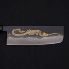 Nakiri White Steel #2 Kurouchi Chokin Snake-Sakura Buffalo Ebony Handle 165mm (6.5”)-[Musashi]-[Japanese-Kitchen-Knives]