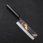 Nakiri White Steel #2 Kurouchi Chokin Ukiyo-E Buffalo Ebony Handle 165mm (6.5”)-[Musashi]-[Japanese-Kitchen-Knives]