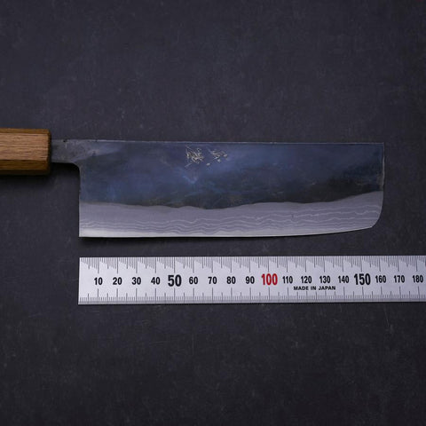 Nakiri White Steel #2 Kurouchi Damascus Yaki Urushi Handle 165mm (6.5”)-[Musashi]-[Japanese-Kitchen-Knives]