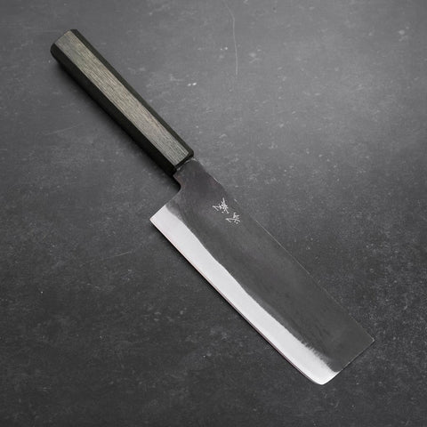 Nakiri White Steel #2 Kurouchi Green Urushi Handle 165mm (6.5”)-[Musashi]-[Japanese-Kitchen-Knives]