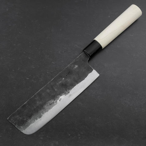 Nakiri White Steel #2 Kurouchi Magnolia Handle 165mm (6.5”)-[Musashi]-[Japanese-Kitchen-Knives]