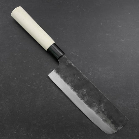 Nakiri White Steel #2 Kurouchi Magnolia Handle 165mm (6.5”)-[Musashi]-[Japanese-Kitchen-Knives]