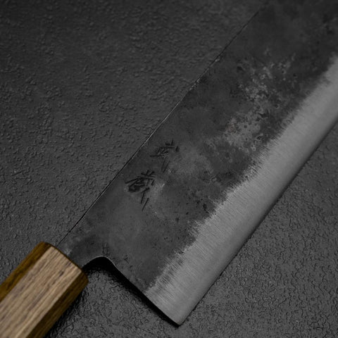 Nakiri White Steel #2 Kurouchi Yaki Urushi Handle 165mm (6.5”)-[Musashi]-[Japanese-Kitchen-Knives]