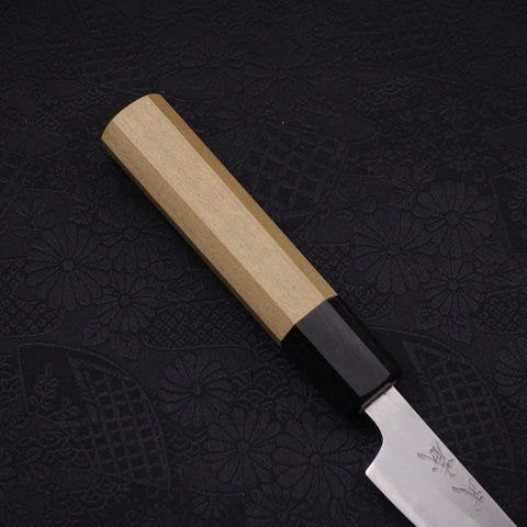 Paring White Steel #1 Polished Buffalo Magnolia Handle 80mm (3.1”)-[Musashi]-[Japanese-Kitchen-Knives]