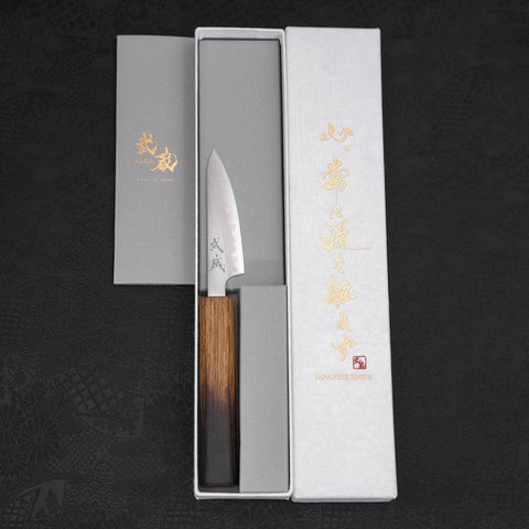 Paring White Steel #1 Polished Yaki Urushi Handle 80mm (3.1”)-[Musashi]-[Japanese-Kitchen-Knives]