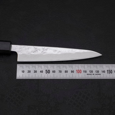 Petty AUS-10 Nashiji Damascus Dark-Blue Urushi Handle 135mm (5.3”)-[Musashi]-[Japanese-Kitchen-Knives]