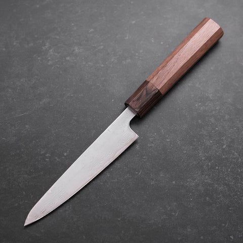 Petty AUS-10 Polished Nashiji Damascus Walnut Handle 135mm (5.3”)-[Musashi]-[Japanese-Kitchen-Knives]