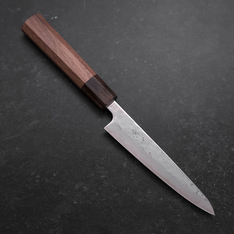Petty AUS-10 Polished Nashiji Damascus Walnut Handle 135mm (5.3”)-[Musashi]-[Japanese-Kitchen-Knives]