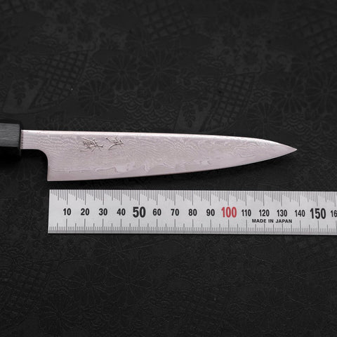 Petty AUS-10 Wave Nickel Damascus Dark Blue Urushi Handle 135mm (5.3”)-[Musashi]-[Japanese-Kitchen-Knives]