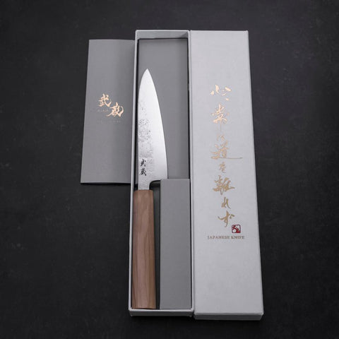 Petty AUS-8 Nashiji Olive Handle 120mm (4.7”)-[Musashi]-[Japanese-Kitchen-Knives]