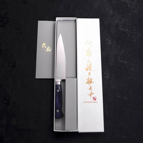 Petty AUS-8 Polished Western-Blue Handle 130mm (5.1”)-[Musashi]-[Japanese-Kitchen-Knives]