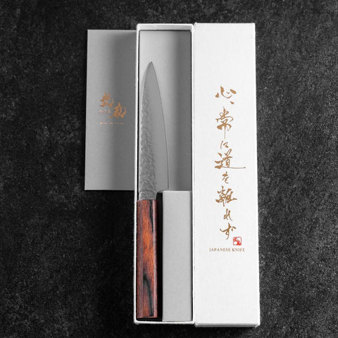Petty AUS-8 Tsuchime Mahogany Handle 135mm (5.3”)-[Musashi]-[Japanese-Kitchen-Knives]