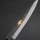 Petty Blue Steel #1 Kurouchi Chokin Auspicious Cloud-Sun Buffalo Ebony Handle 150mm (5.9”)-[Musashi]-[Japanese-Kitchen-Knives]