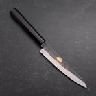 Petty Blue Steel #1 Kurouchi Chokin Auspicious Cloud-Sun Buffalo Ebony Handle 150mm (5.9”)-[Musashi]-[Japanese-Kitchen-Knives]