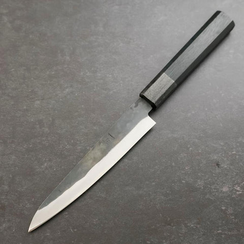 Petty Blue Steel #1 Stainless Clad Kurouchi Black Dark Blue Urushi Handle 150mm (5.9”)-[Musashi]-[Japanese-Kitchen-Knives]