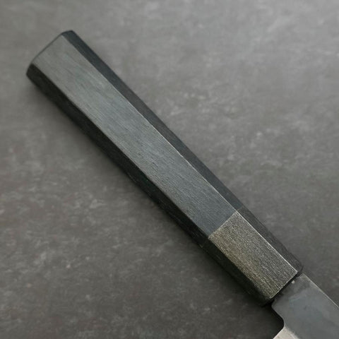 Petty Blue Steel #1 Stainless Clad Kurouchi Black Dark Blue Urushi Handle 150mm (5.9”)-[Musashi]-[Japanese-Kitchen-Knives]