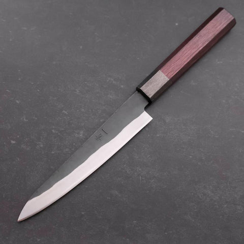 Petty Blue Steel #1 Stainless Clad Kurouchi Black Purple Urushi Handle 150mm (5.9”)-[Musashi]-[Japanese-Kitchen-Knives]